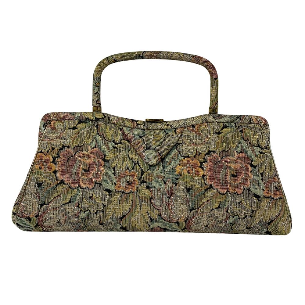 Vintage Stylecraft Miami Tapestry Floral Frame Handbag Purse 60s 70s Mod